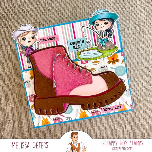 Hiking Boot Shaped Card Mini Album Die - Scrappy Boy Stamps
