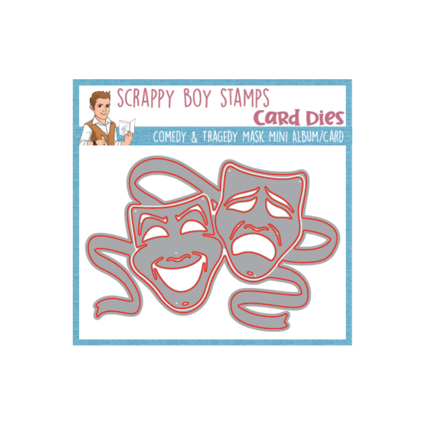 Comedy And Tragedy Mask Mini Album/Card Die scrappyboystamps