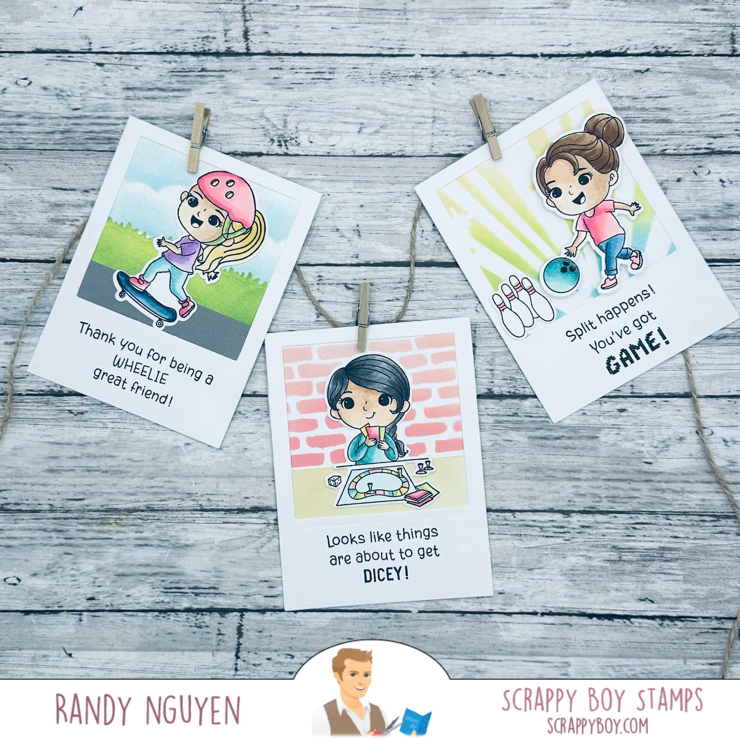 Cute Girls Fun & Games - 6x8 Stamp Set Scrappy Boy Stamps