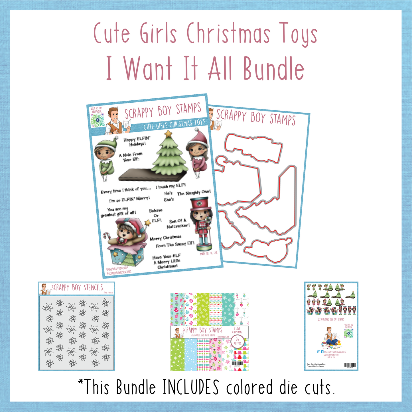 I Want It All Bundle - Cute Girls Christmas Toys Release Scrappy Boy Stamps