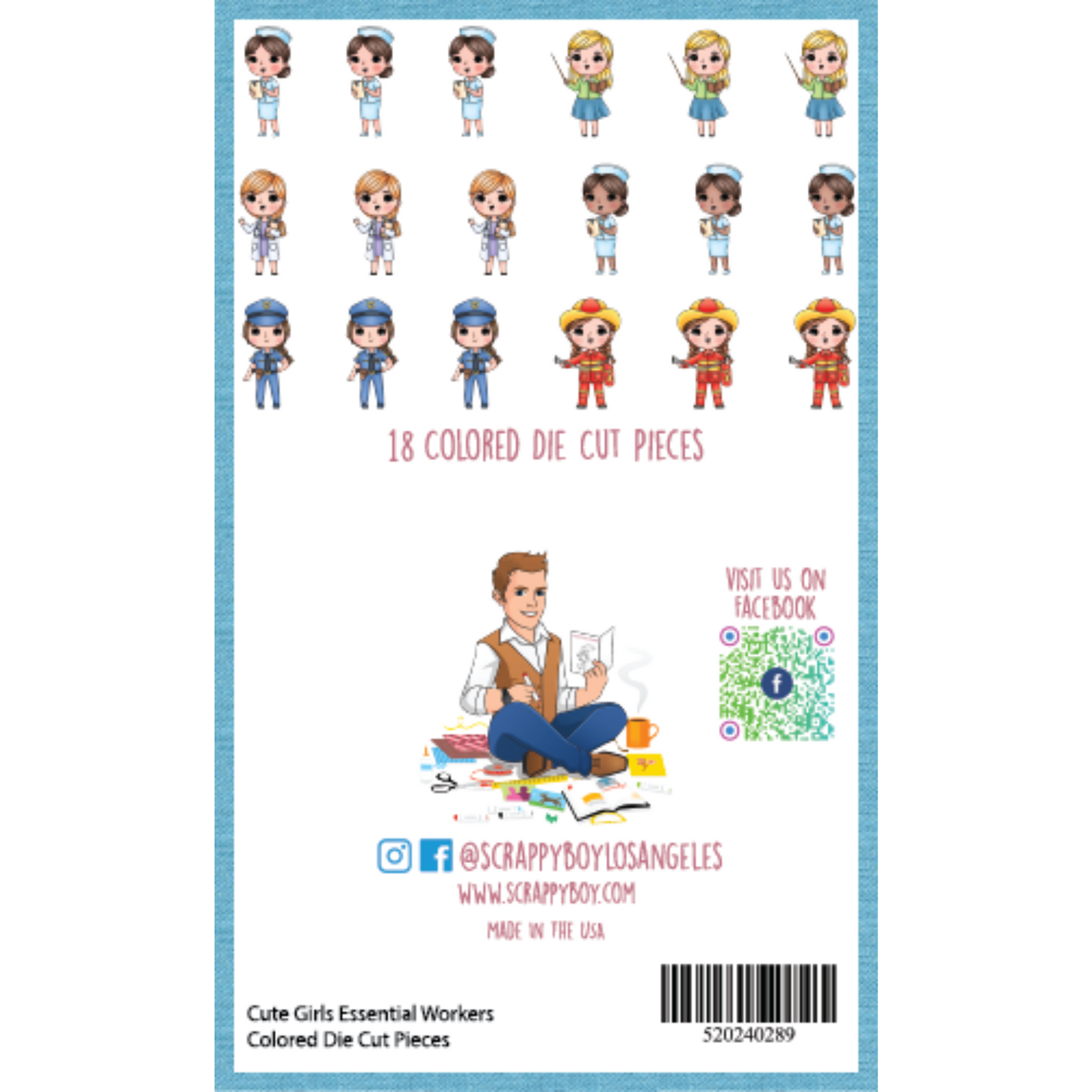 Cute Girls Essential Workers - Colored Die Cut Pieces Scrappy Boy Stamps