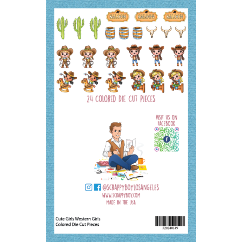 Cute Girls Western Girls - Colored Die Cut Pieces Scrappy Boy Stamps