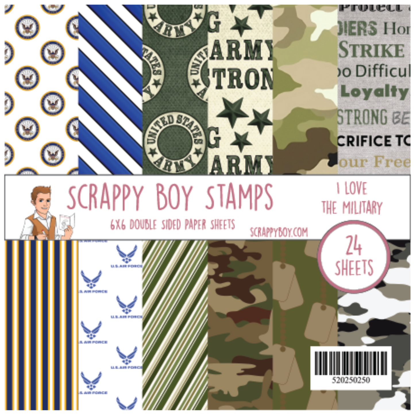 I Love The Military 6x6 Paper Pack scrappyboystamps