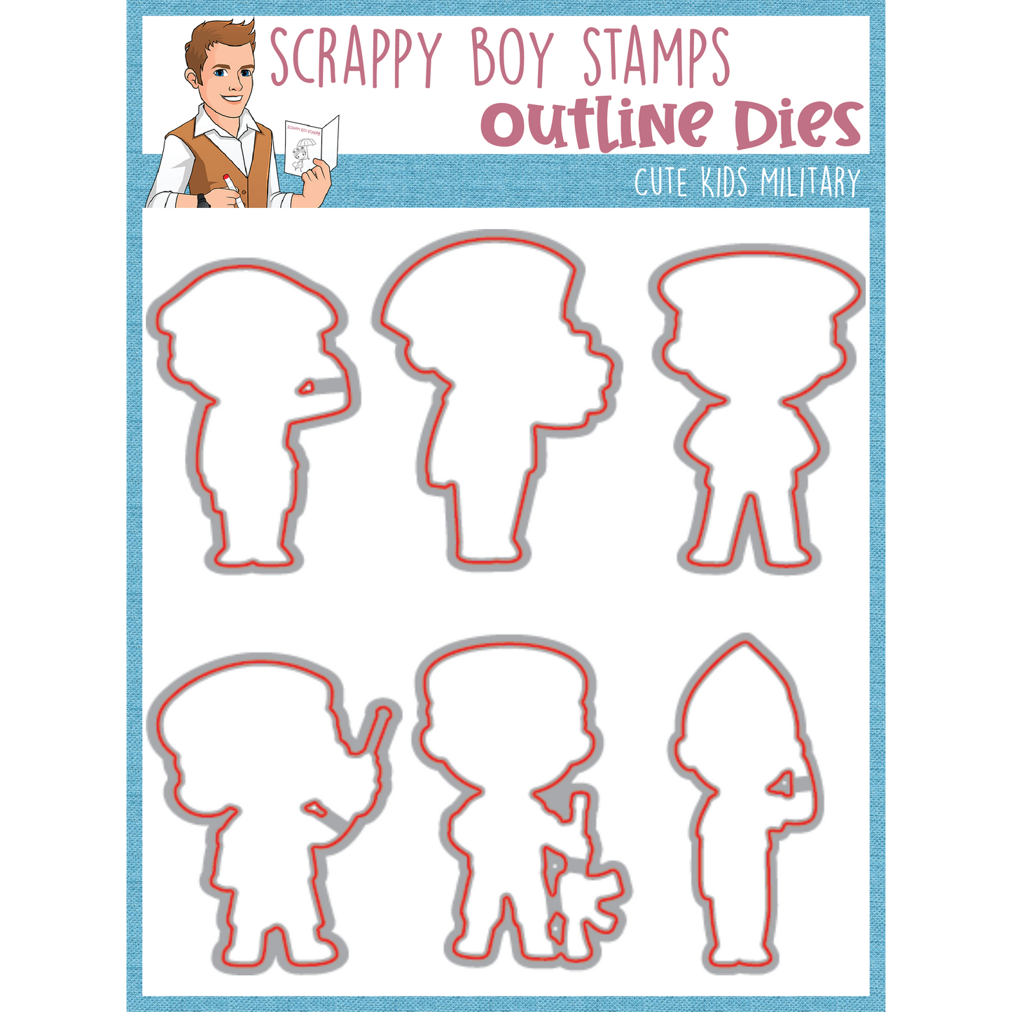 Outline Dies - Cute Kids Military scrappyboystamps