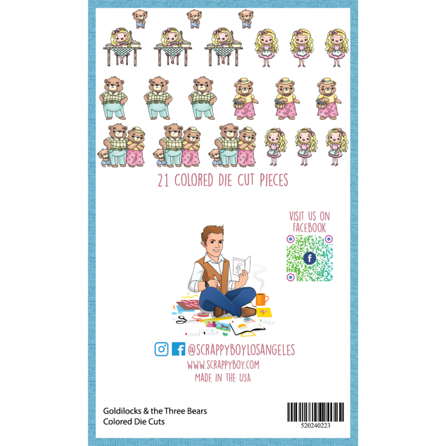 Goldilocks & the Three Bears - Colored Die Cut Pieces Scrappy Boy Stamps