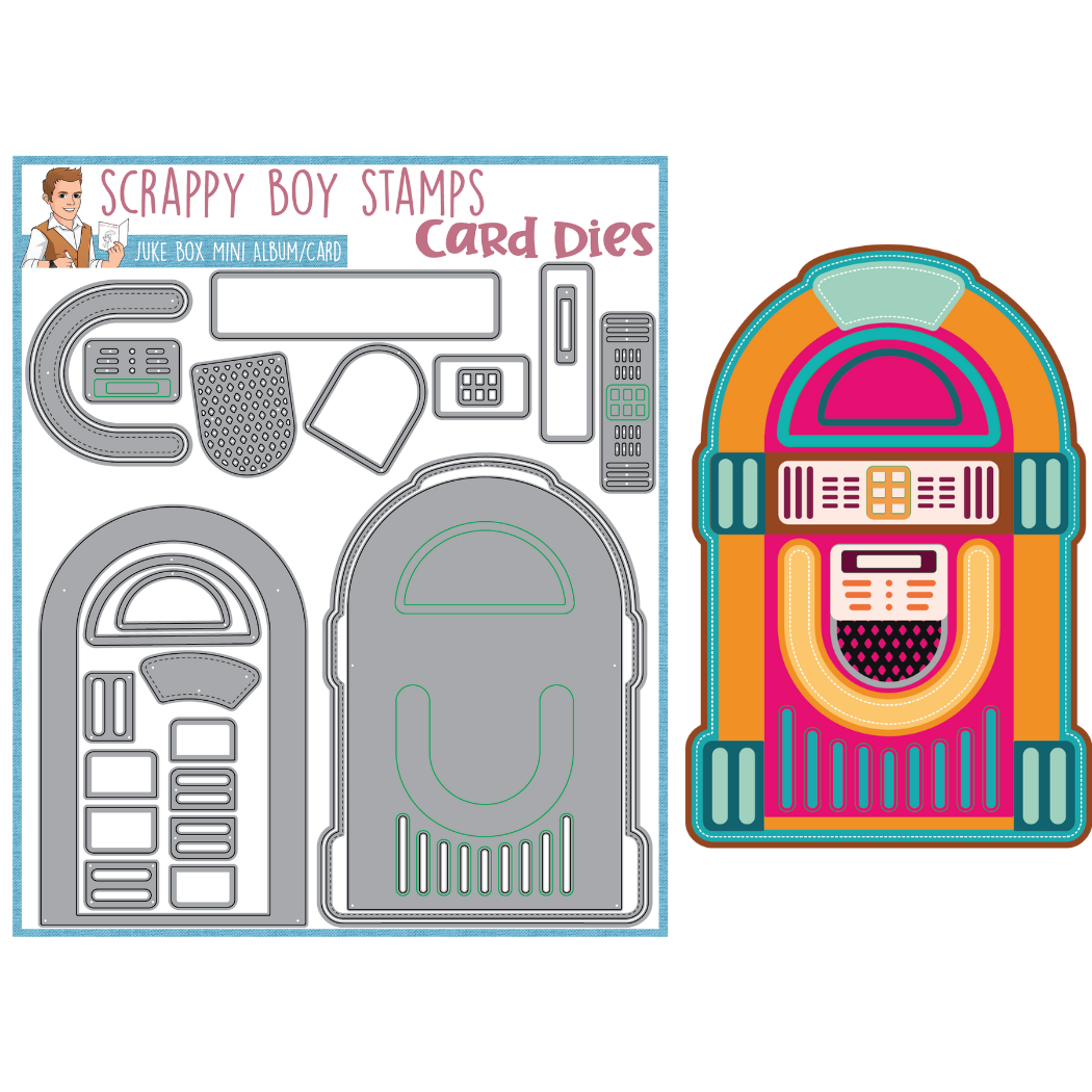 Juke Box Card/Mini Album Die - Scrappy Boy Stamps