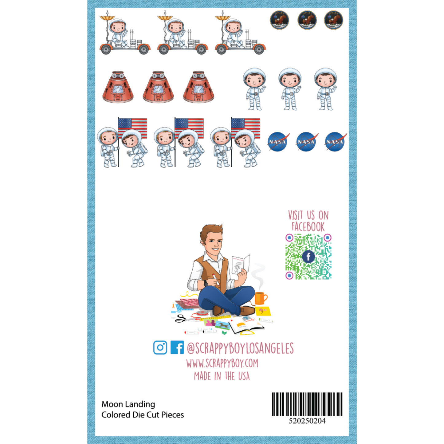 Moon Landing - Colored Die Cut Pieces Scrappy Boy Stamps