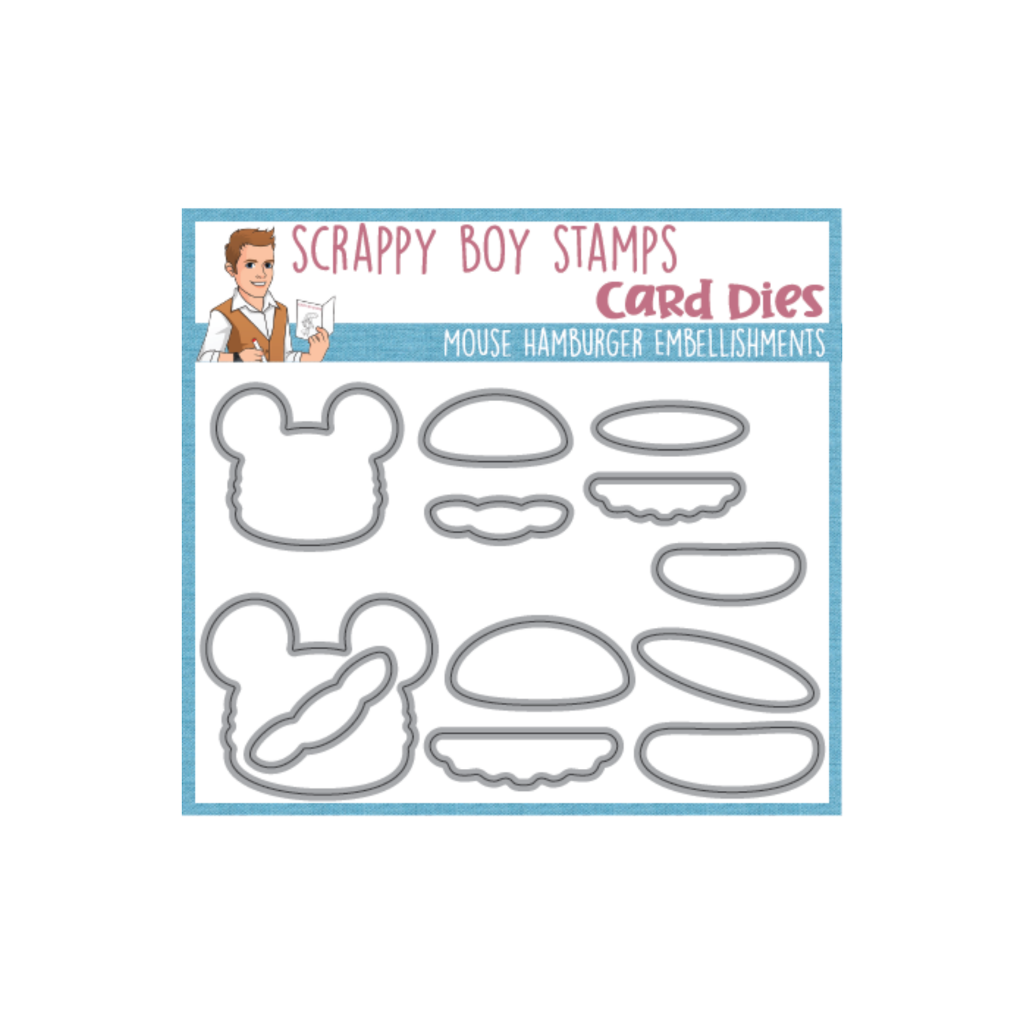 Mouse Hamburger Embellishments Die Set scrappyboystamps