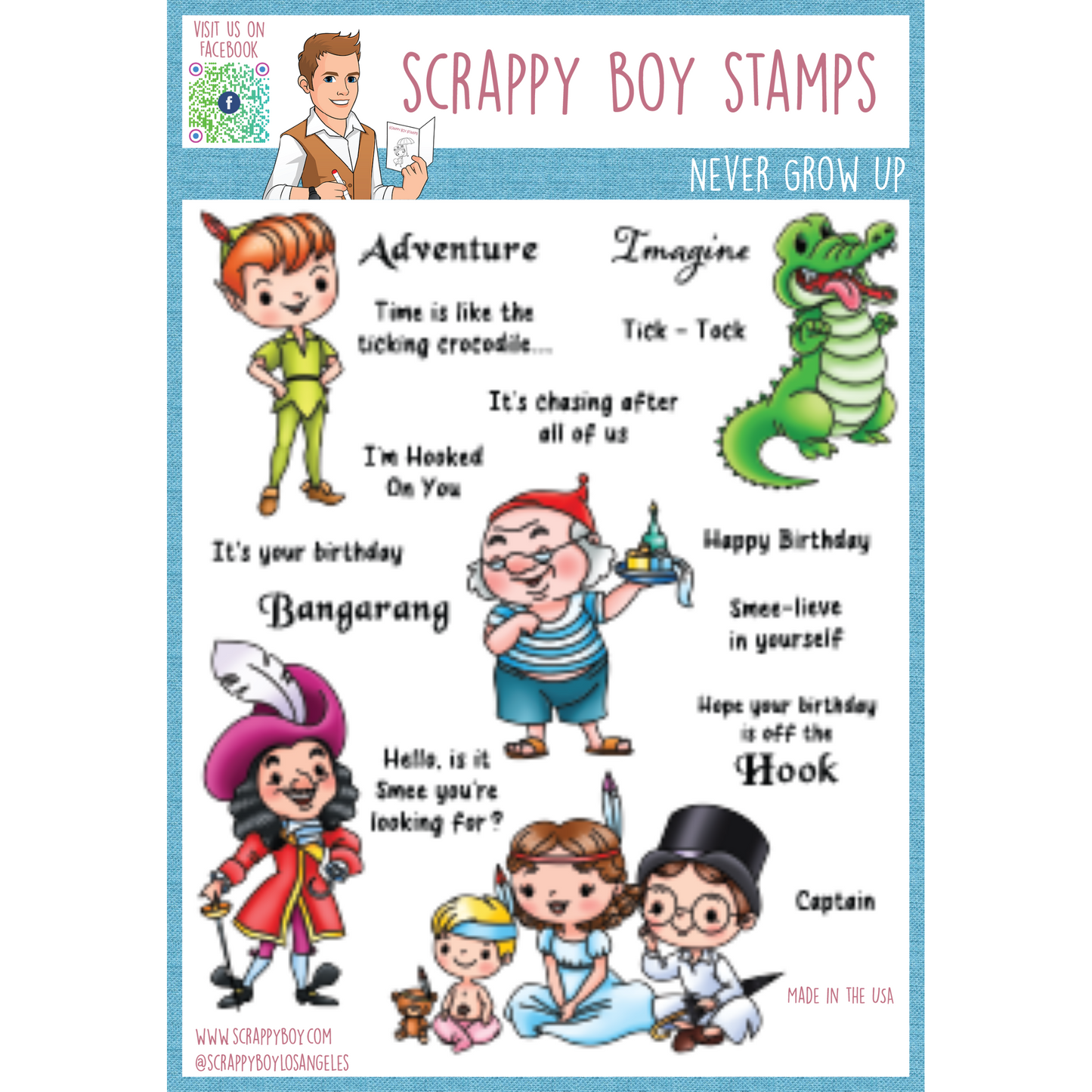 Never Grow Up - 6x8 Stamp Set Scrappy Boy Stamps