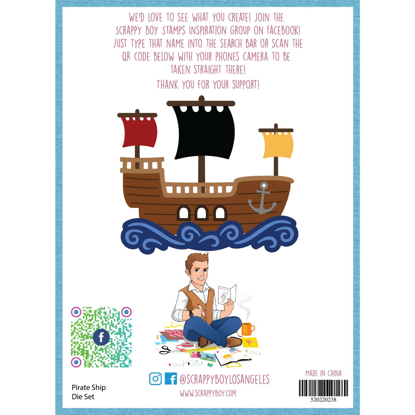 Pirate Ship Die scrappyboystamps