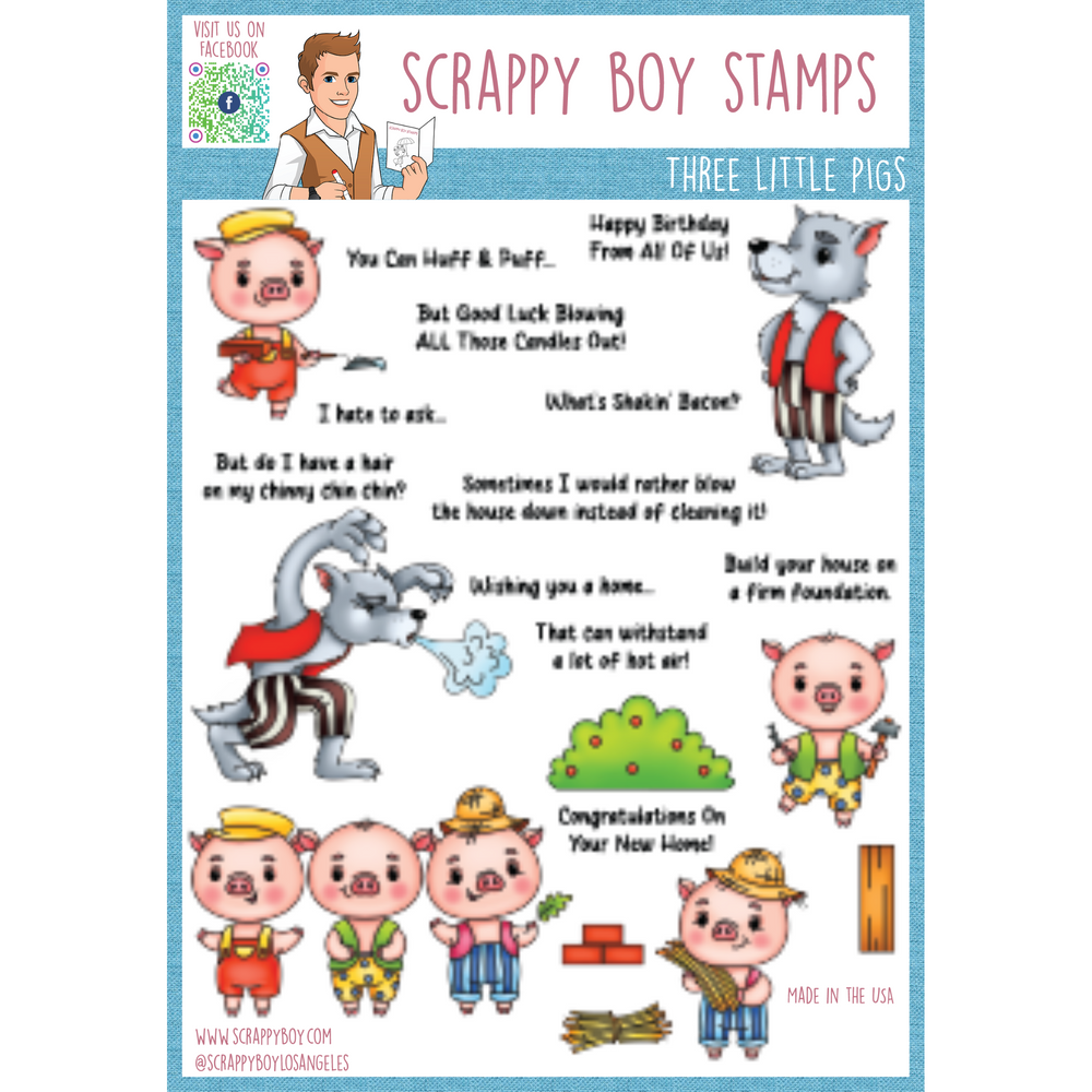 
                  
                    Three Little Pigs - 6x8 Stamp Set Scrappy Boy Stamps
                  
                