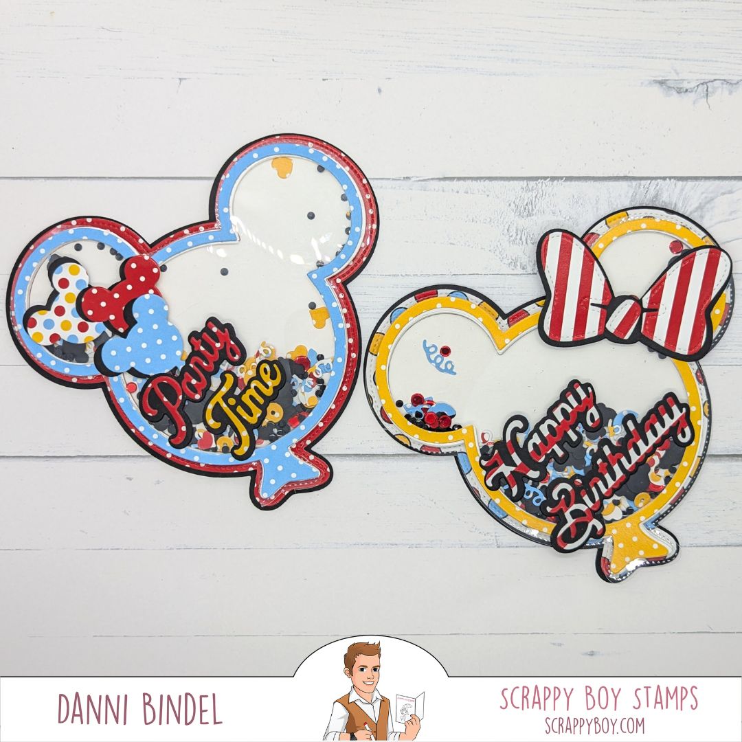 Balloon Shaker Mouse Head Mini Album/Card Die scrappyboystamps