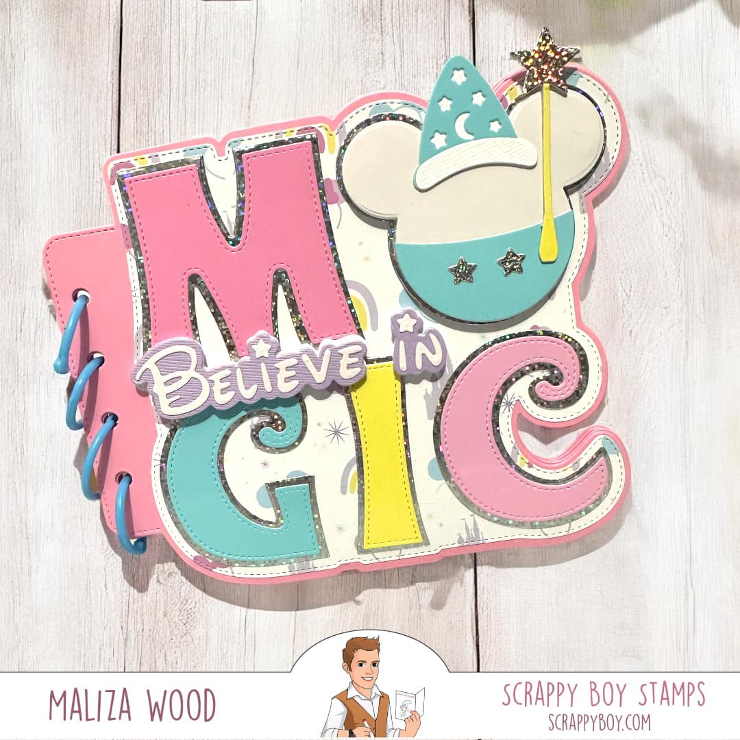 Believe In Magic Mouse Head Mini Album Die Set scrappyboystamps