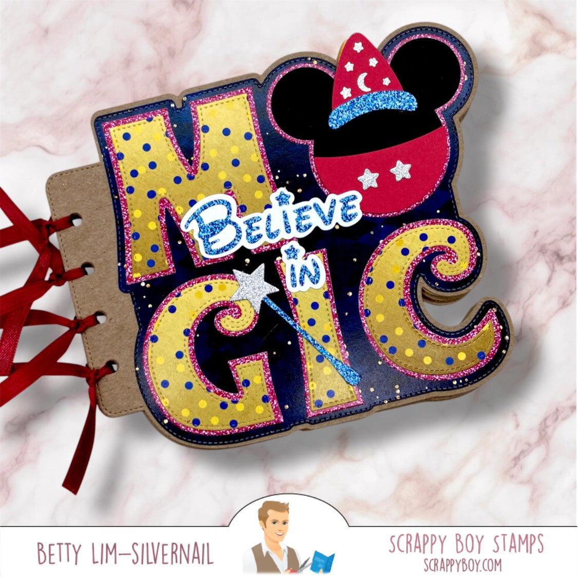 Believe In Magic Mouse Head Mini Album Die Set scrappyboystamps