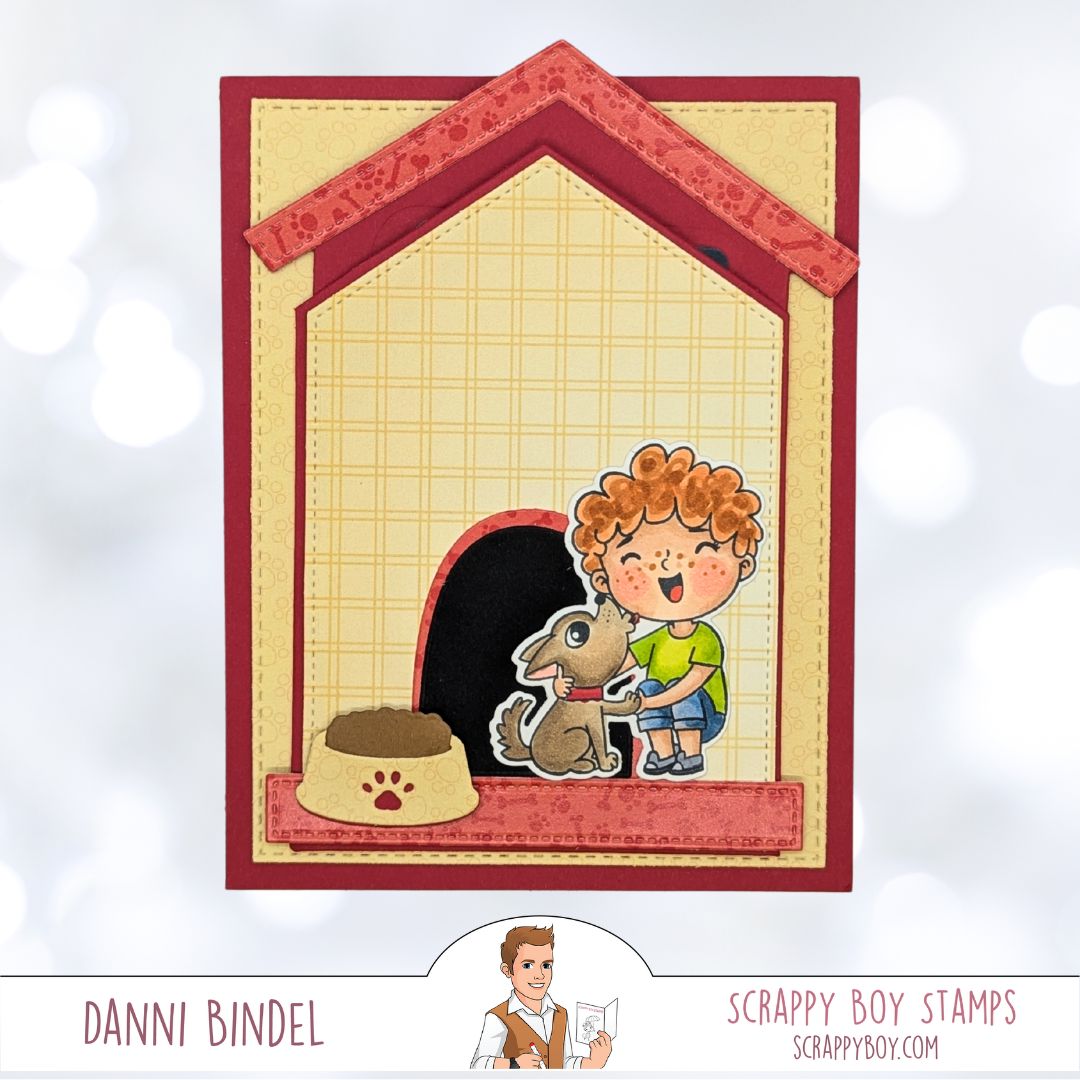 Bundle - Cute Kids Dog Lovers Stamp & Outline Dies Scrappy Boy Stamps