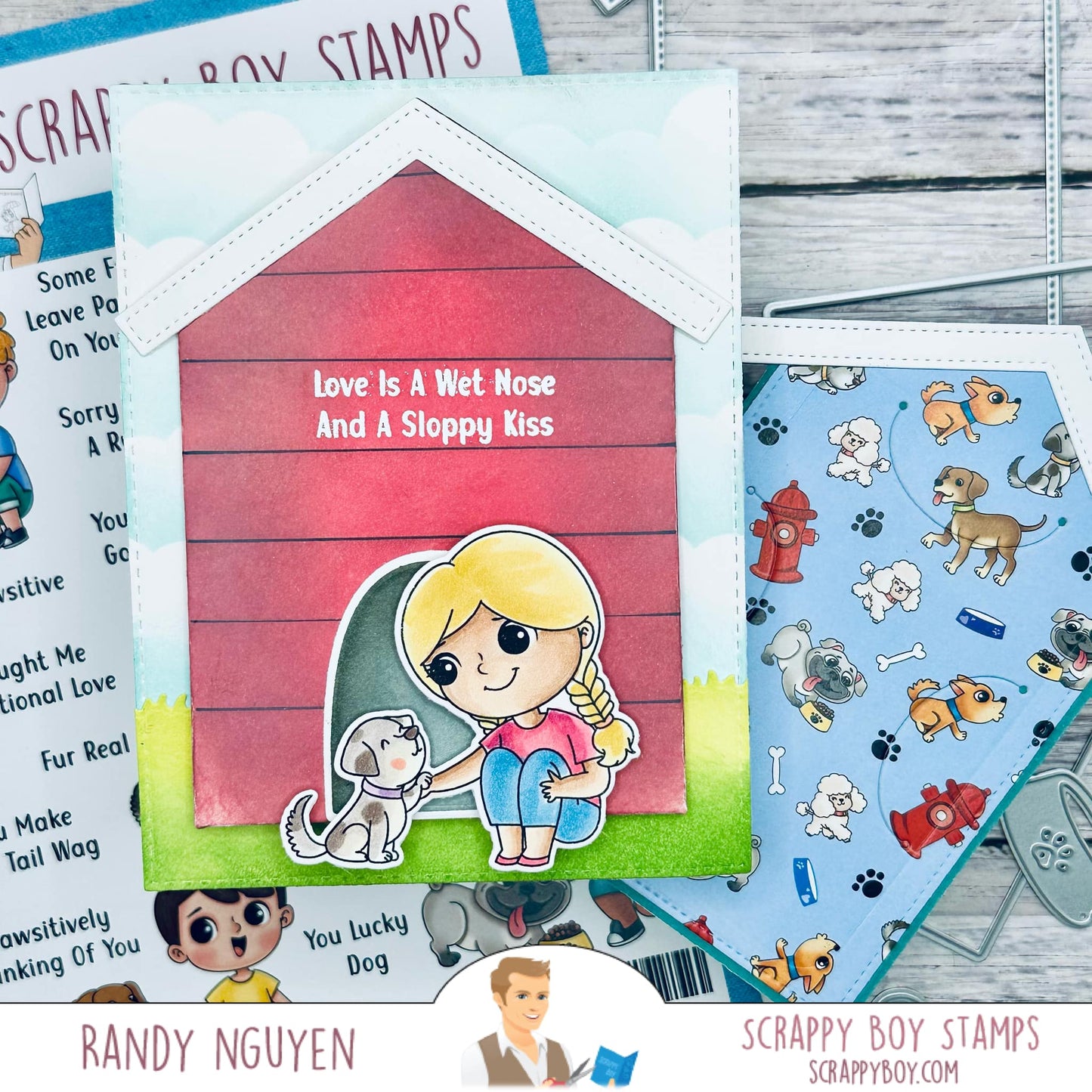 Bundle - Cute Kids Dog Lovers Stamp & Outline Dies Scrappy Boy Stamps