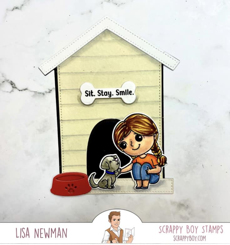 Bundle - Cute Kids Dog Lovers Stamp & Outline Dies Scrappy Boy Stamps
