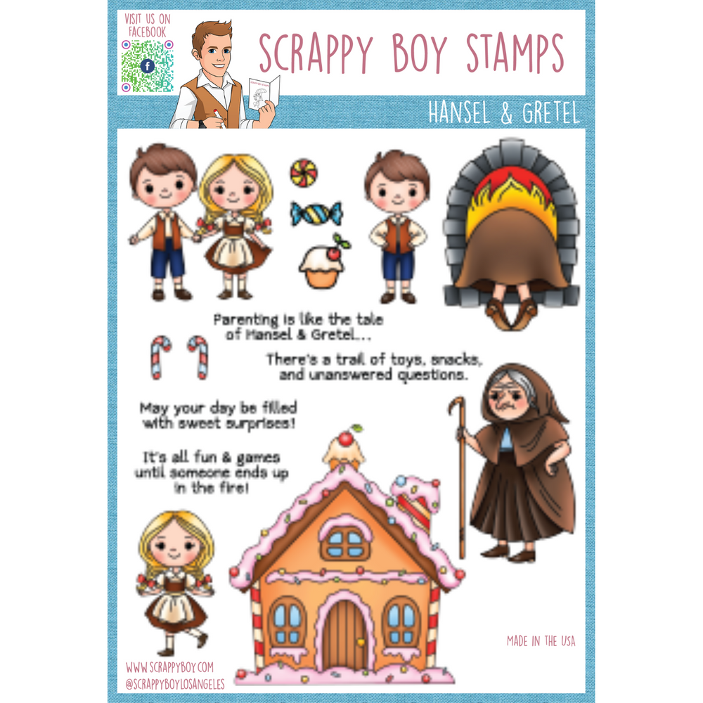 Hansel & Gretel - 6x8 Stamp Set Scrappy Boy Stamps