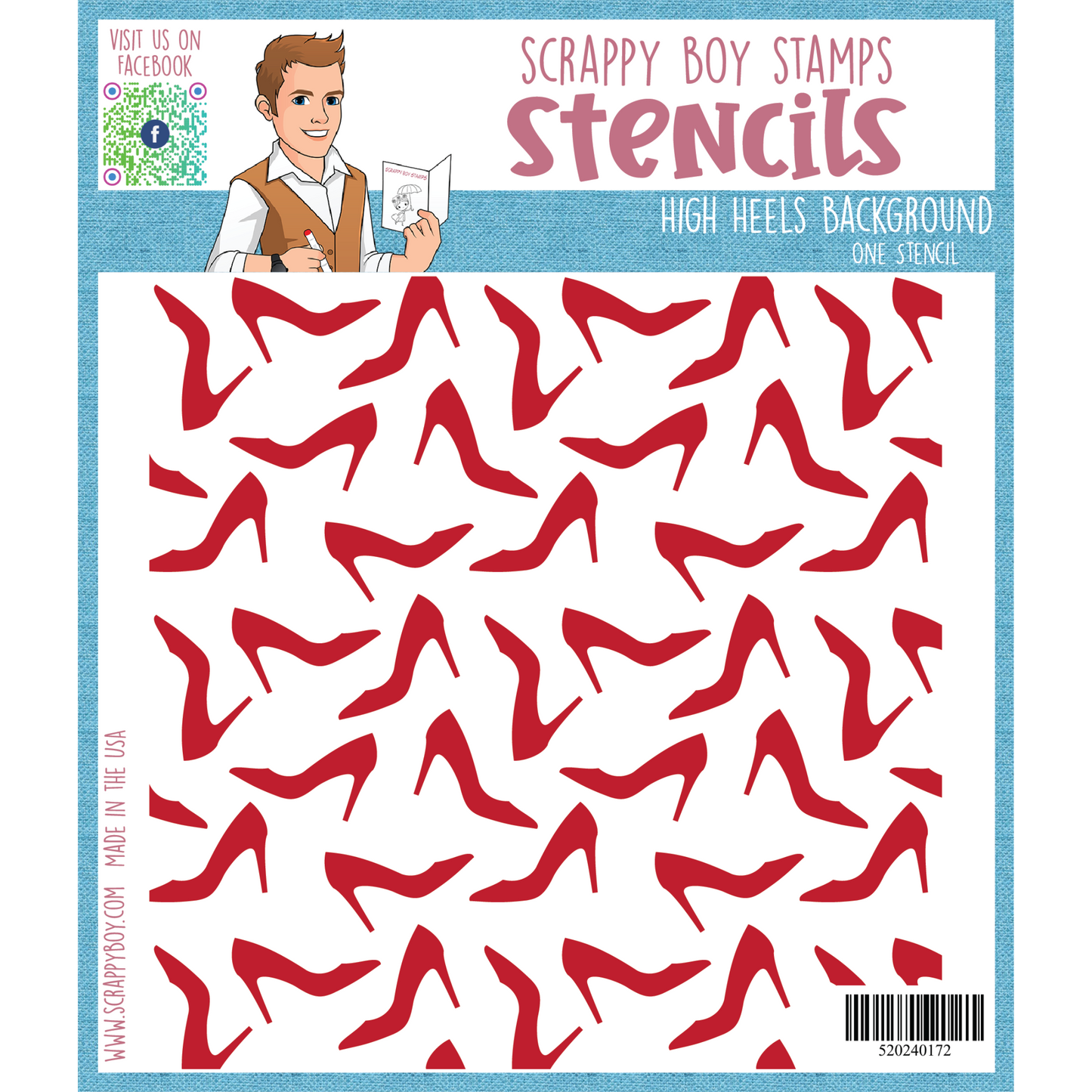 High Heels Background Stencil scrappyboystamps