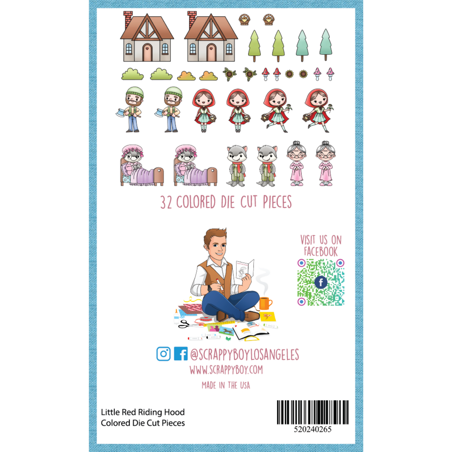 Little Red Riding Hood - Colored Die Cut Pieces Scrappy Boy Stamps