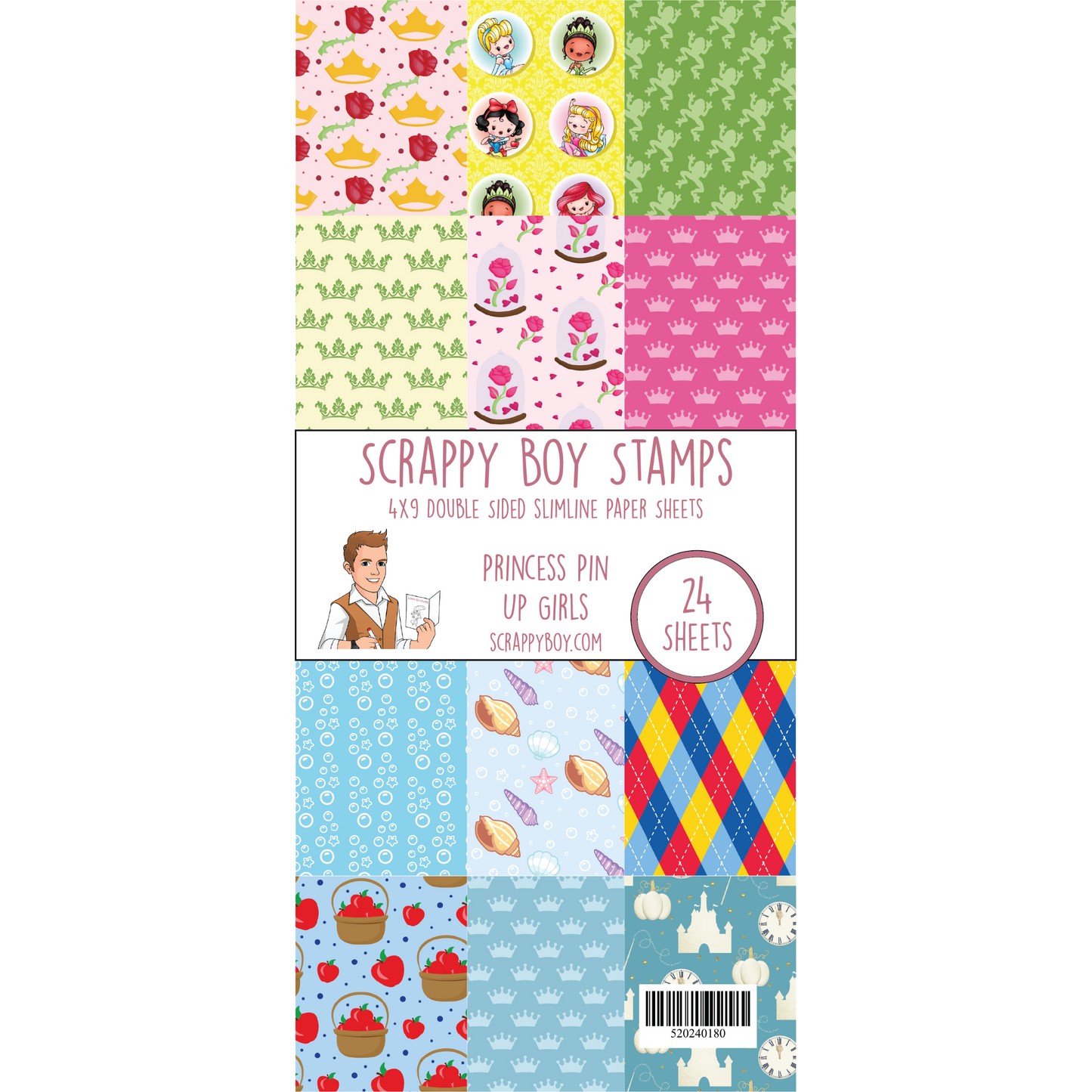 Princess Pin Up Girls 4x9 Paper Pack scrappyboystamps