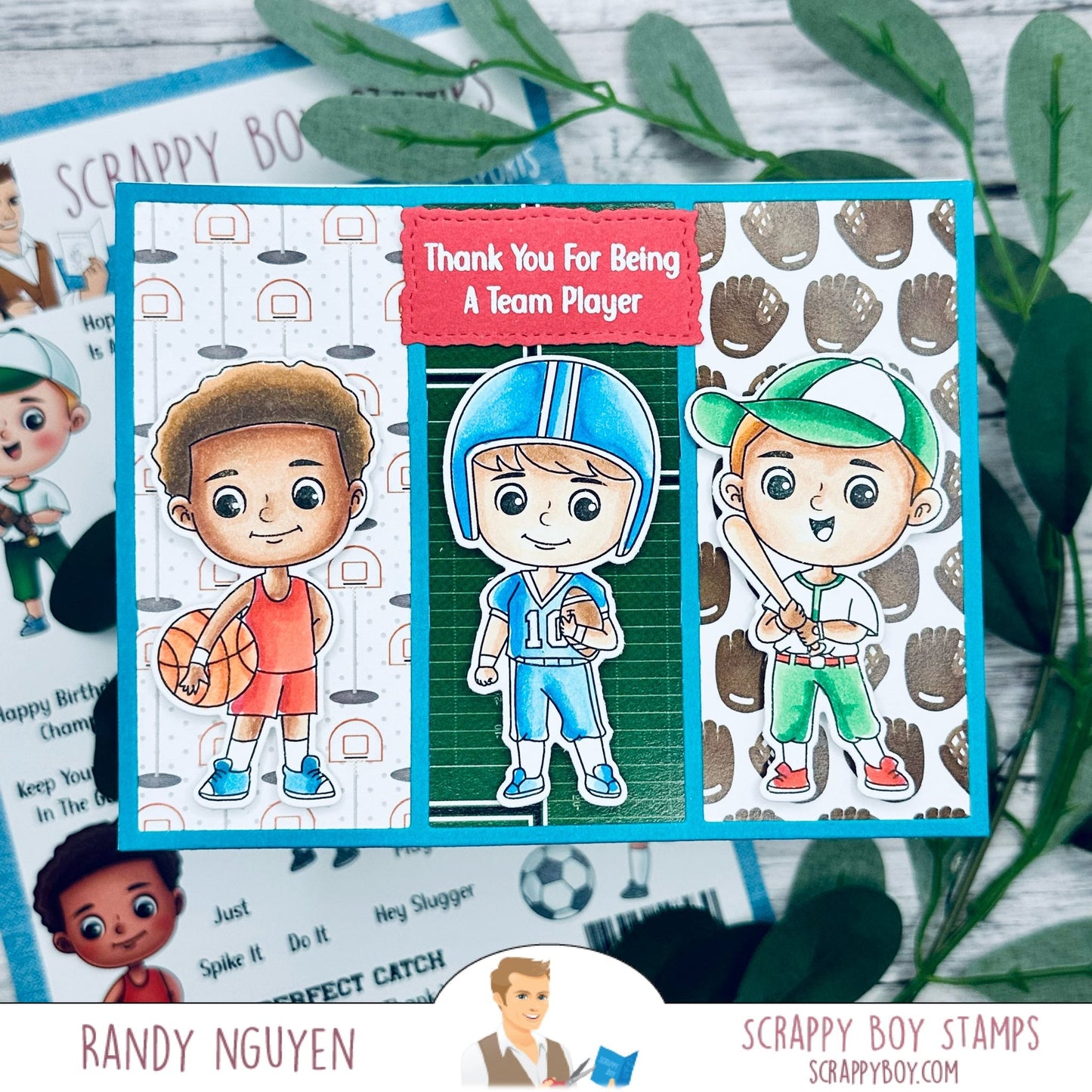 Cute Kids I Love Sports - 6x8 Stamp Set Scrappy Boy Stamps