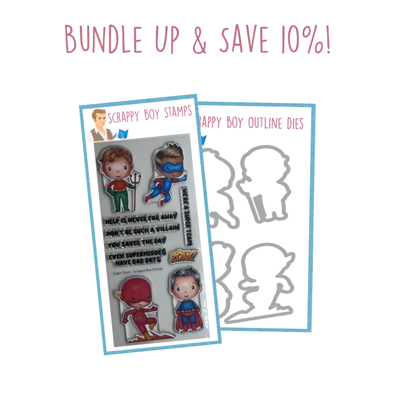 Bundle - Super Team Stamp & Outline Dies scrappyboystamps