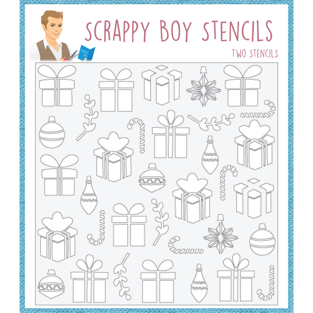 Christmas Presents Layered Background Stencils scrappyboystamps