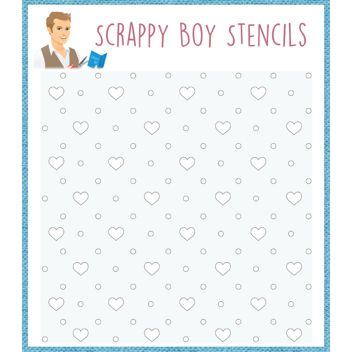 Hearts & Dots Background Stencil scrappyboystamps