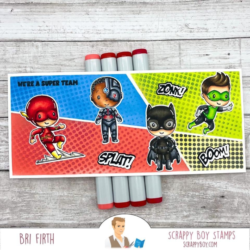 Bundle - Super Team Stamp & Outline Dies scrappyboystamps