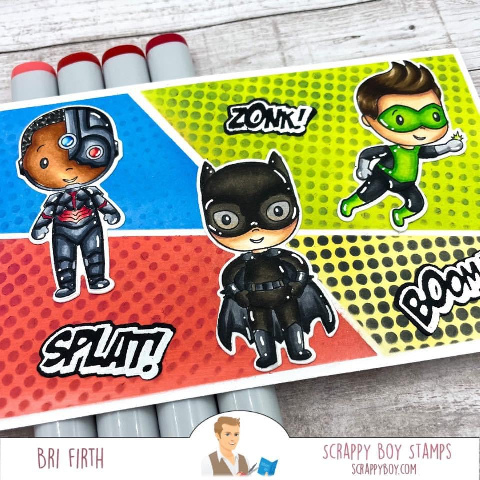 Bundle - Super Team Stamp & Outline Dies scrappyboystamps