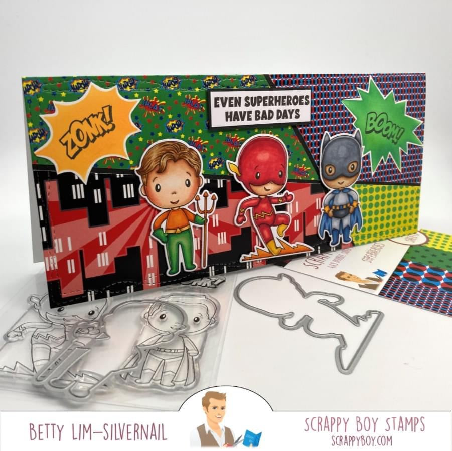 Bundle - Super Team Stamp & Outline Dies scrappyboystamps