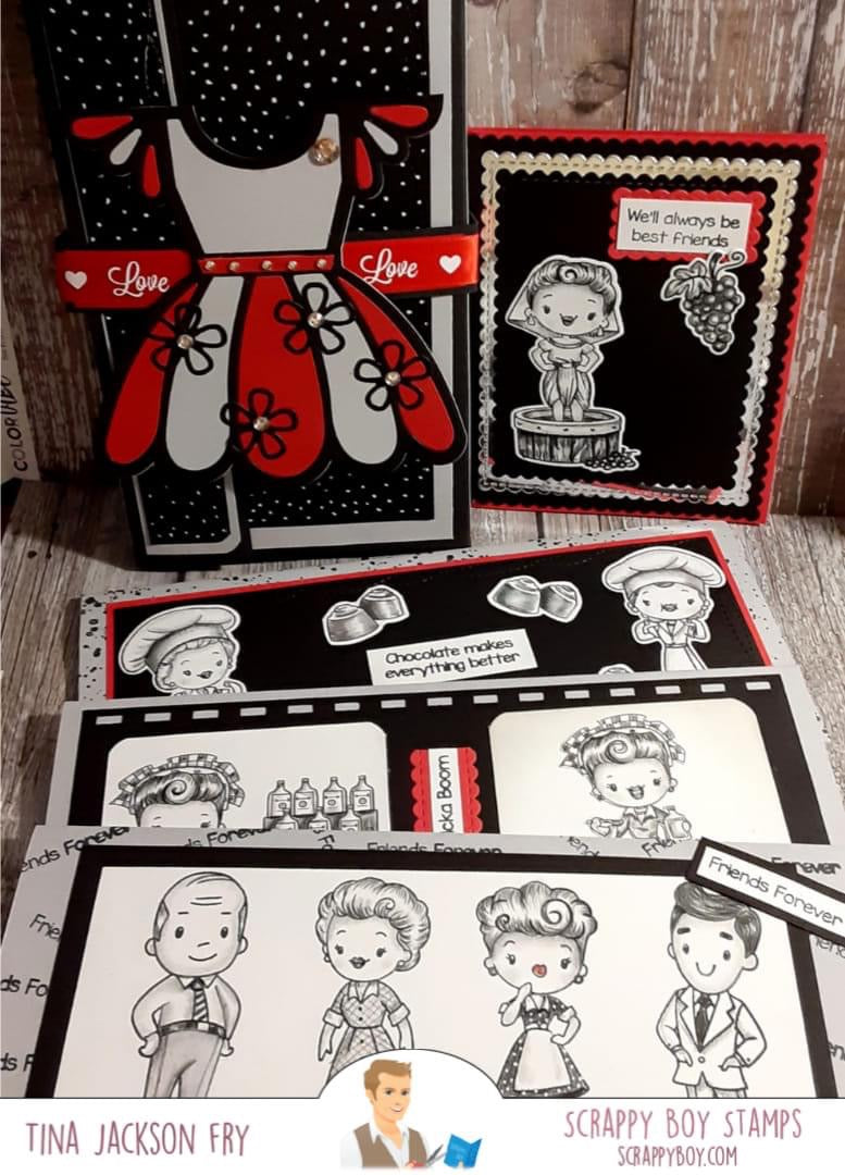 Bundle - Chocolate, Wine & Best Friends Stamp & Outline Dies scrappyboystamps