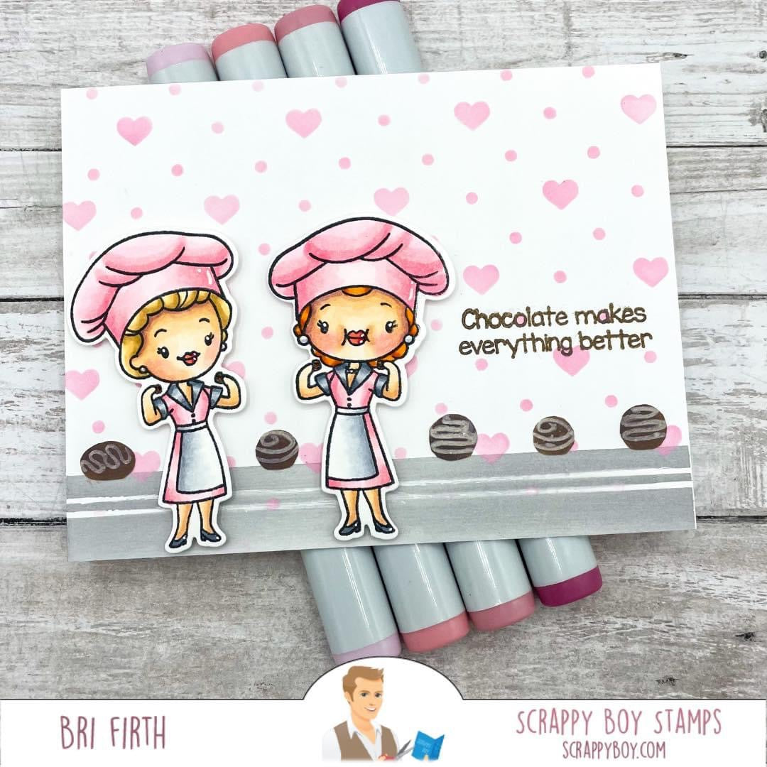 Bundle - Chocolate, Wine & Best Friends Stamp & Outline Dies scrappyboystamps