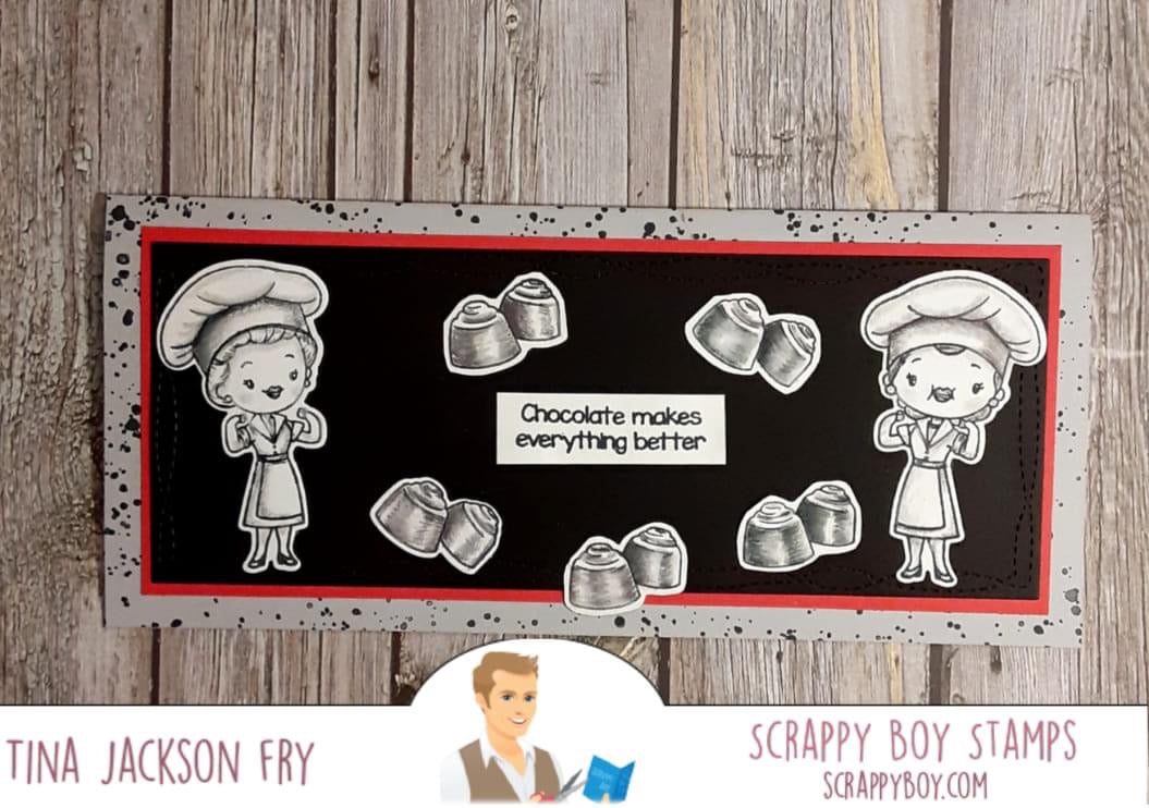 Bundle - Chocolate, Wine & Best Friends Stamp & Outline Dies scrappyboystamps
