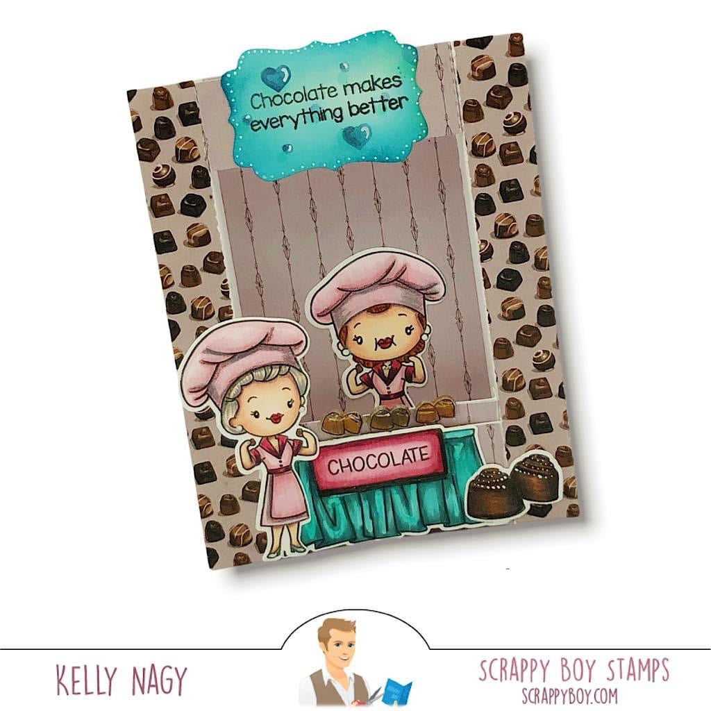 Bundle - Chocolate, Wine & Best Friends Stamp & Outline Dies scrappyboystamps