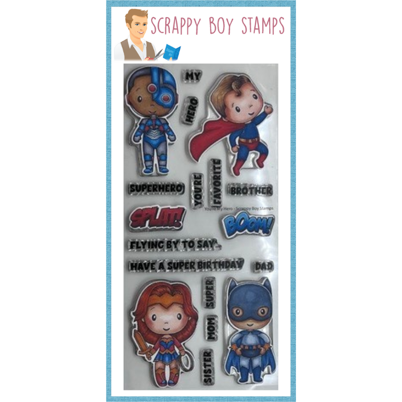 Bundle - You're My Hero Stamp & Outline Dies scrappyboystamps