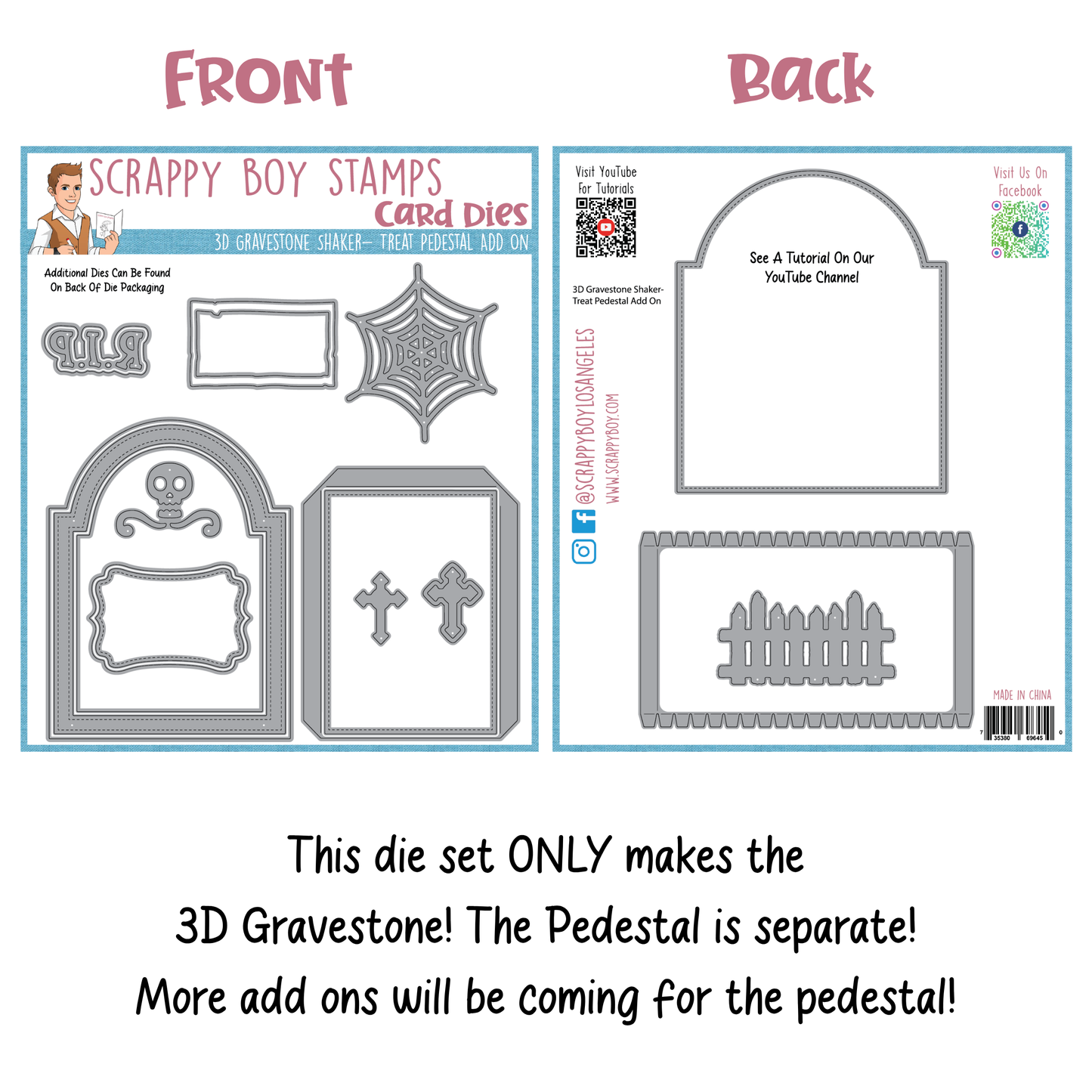 3D Gravestone Shaker - Treat Pedestal Add On Die Set scrappyboystamps