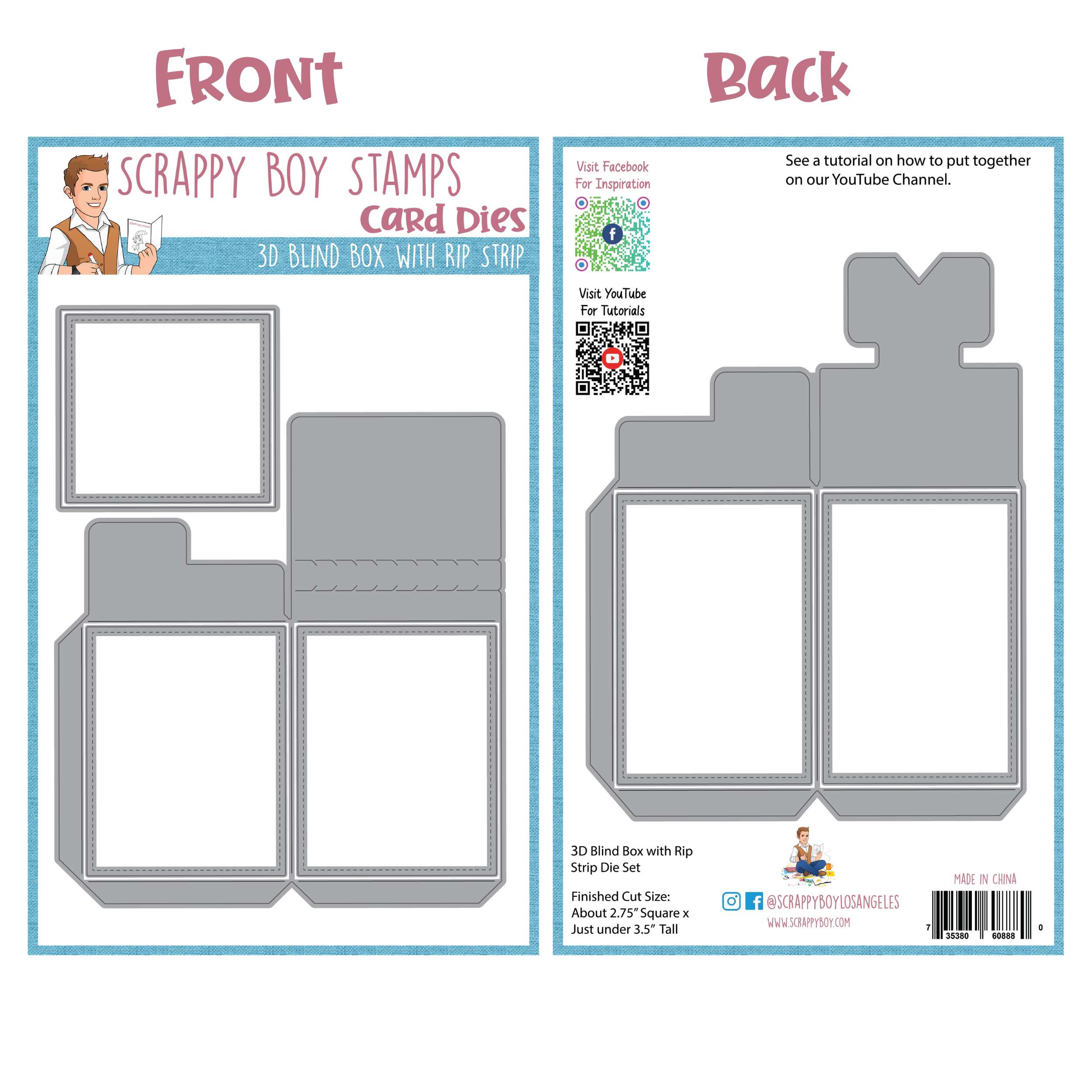 3D Blind Box With Rip Strip Die Set - Scrappy Boy Stamps