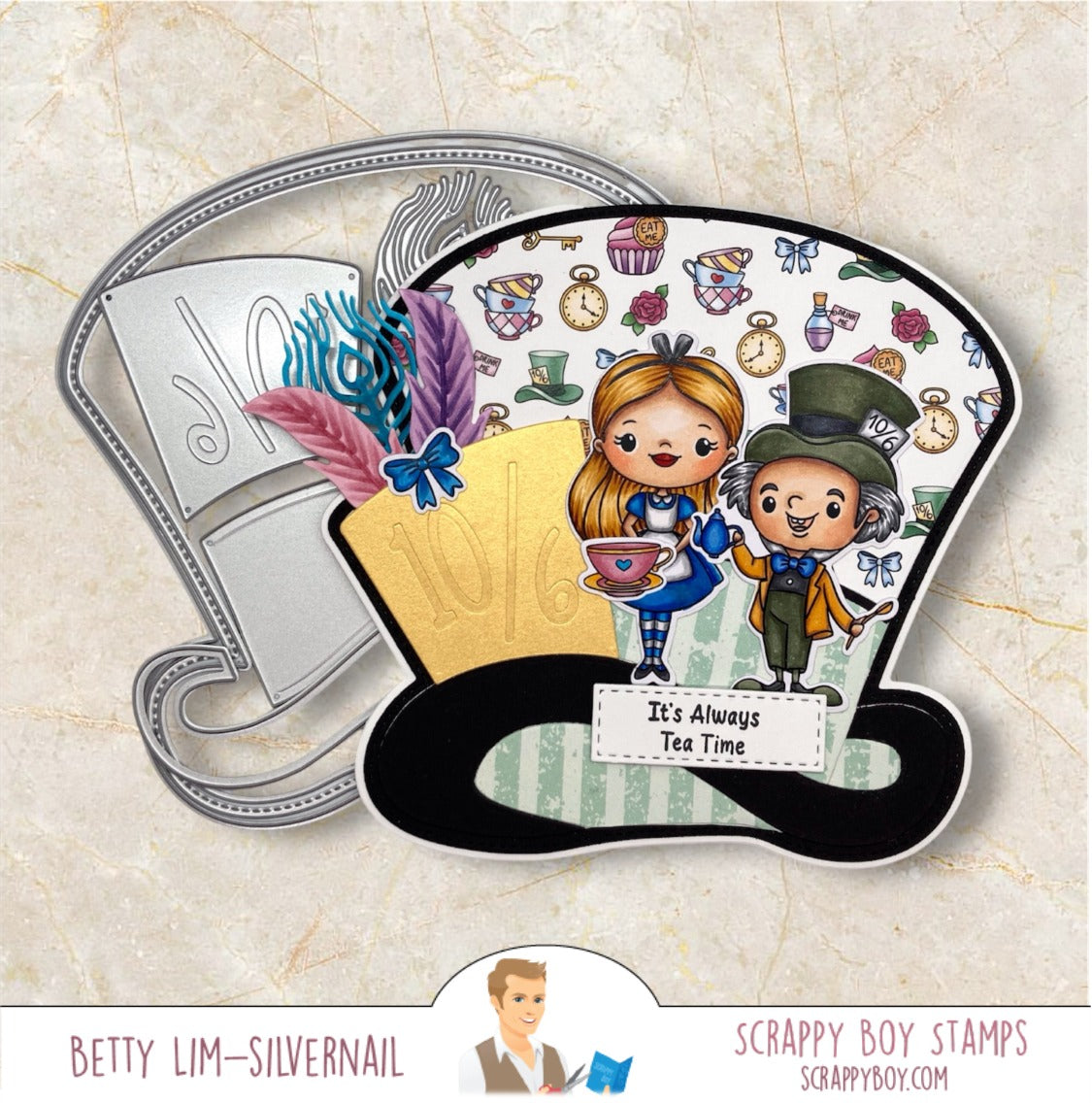 Mad Hatter Hat Shaped Mini Album/Card Die Sett - Scrappy Boy Stamps