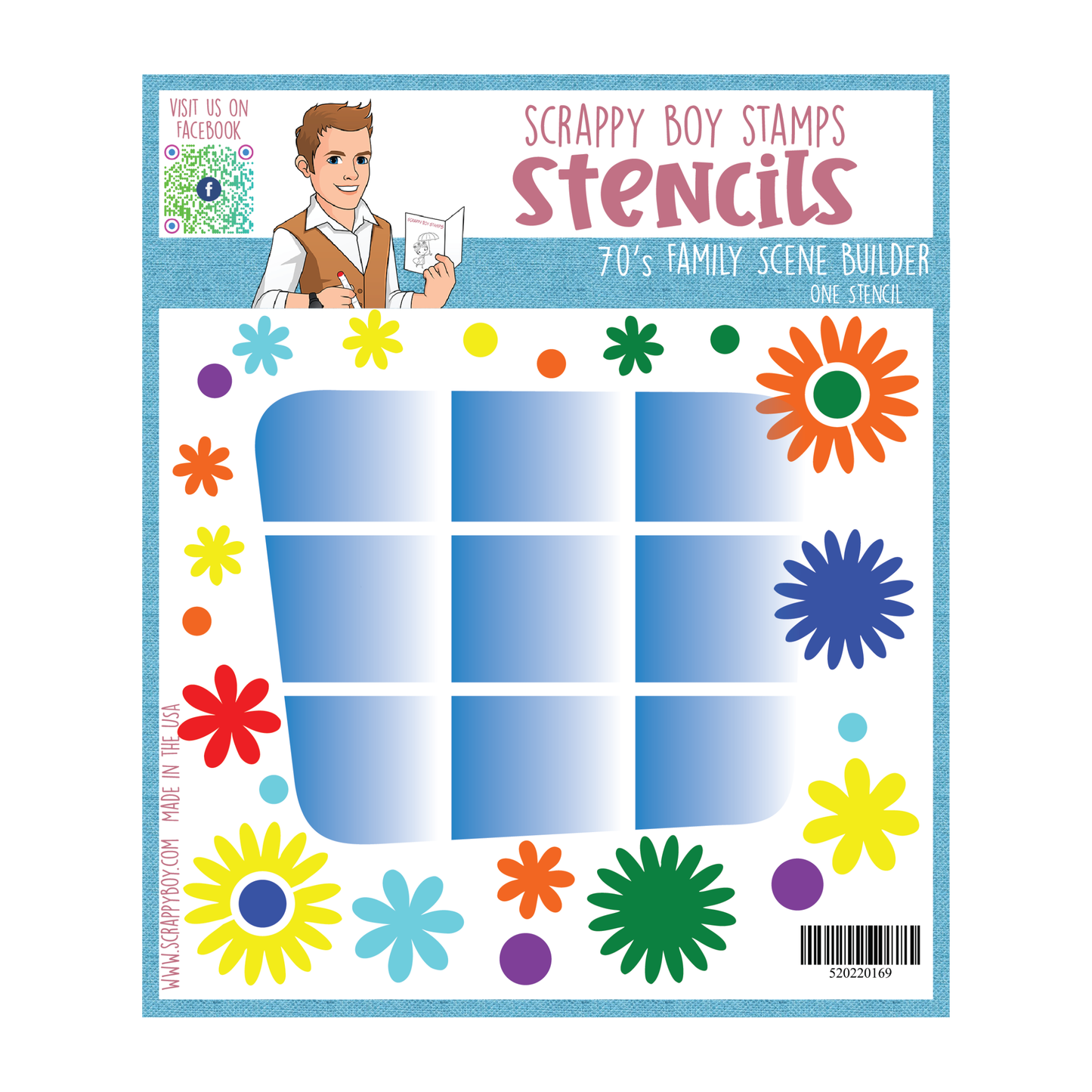 70's Family Scene Builder Stencil scrappyboystamps