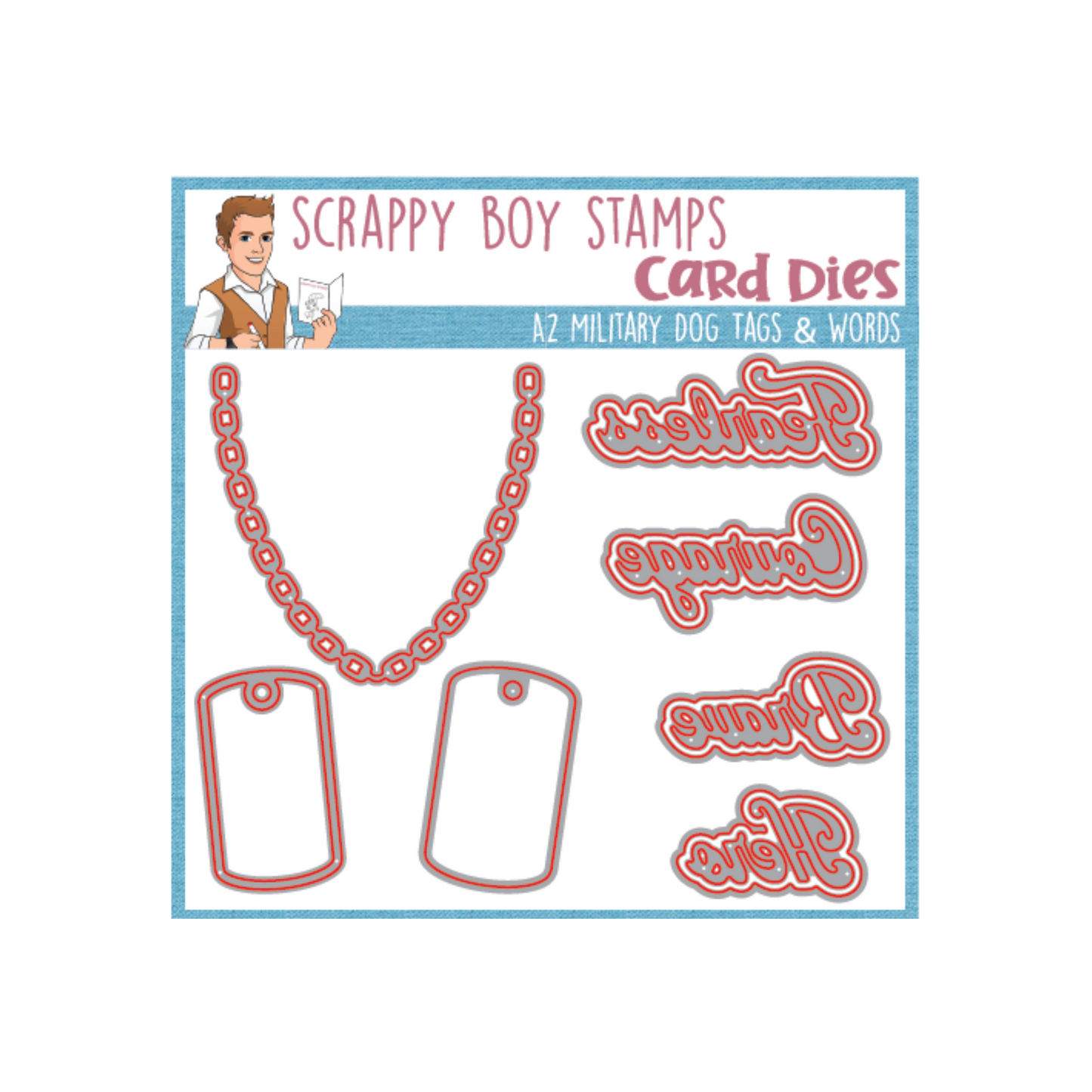 A2 Military Dog Tags and Words Die Set scrappyboystamps