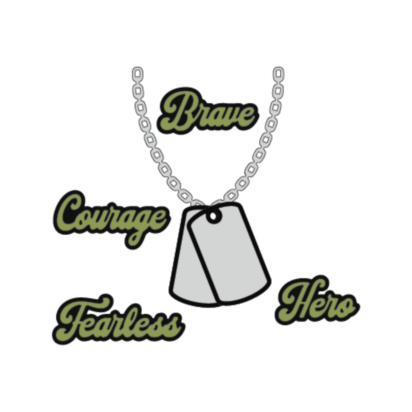 A2 Military Dog Tags and Words Die Set scrappyboystamps