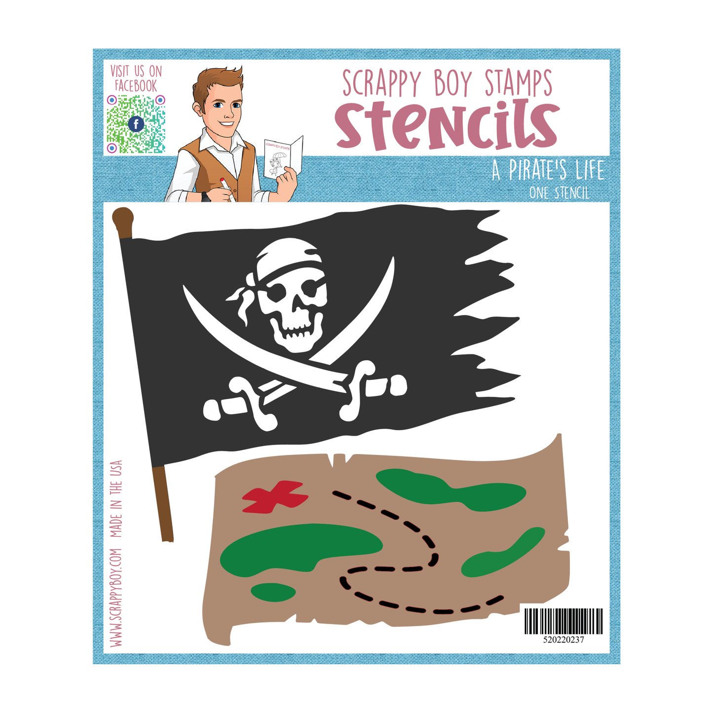 A Pirate's Life Stencil scrappyboystamps