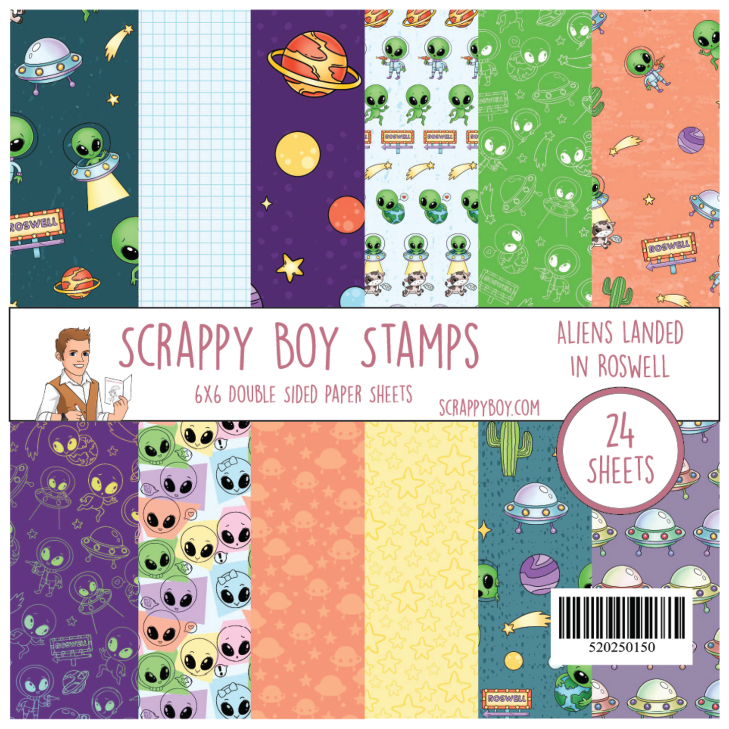 Aliens Landed In Roswell 6x6 Paper Pack scrappyboystamps