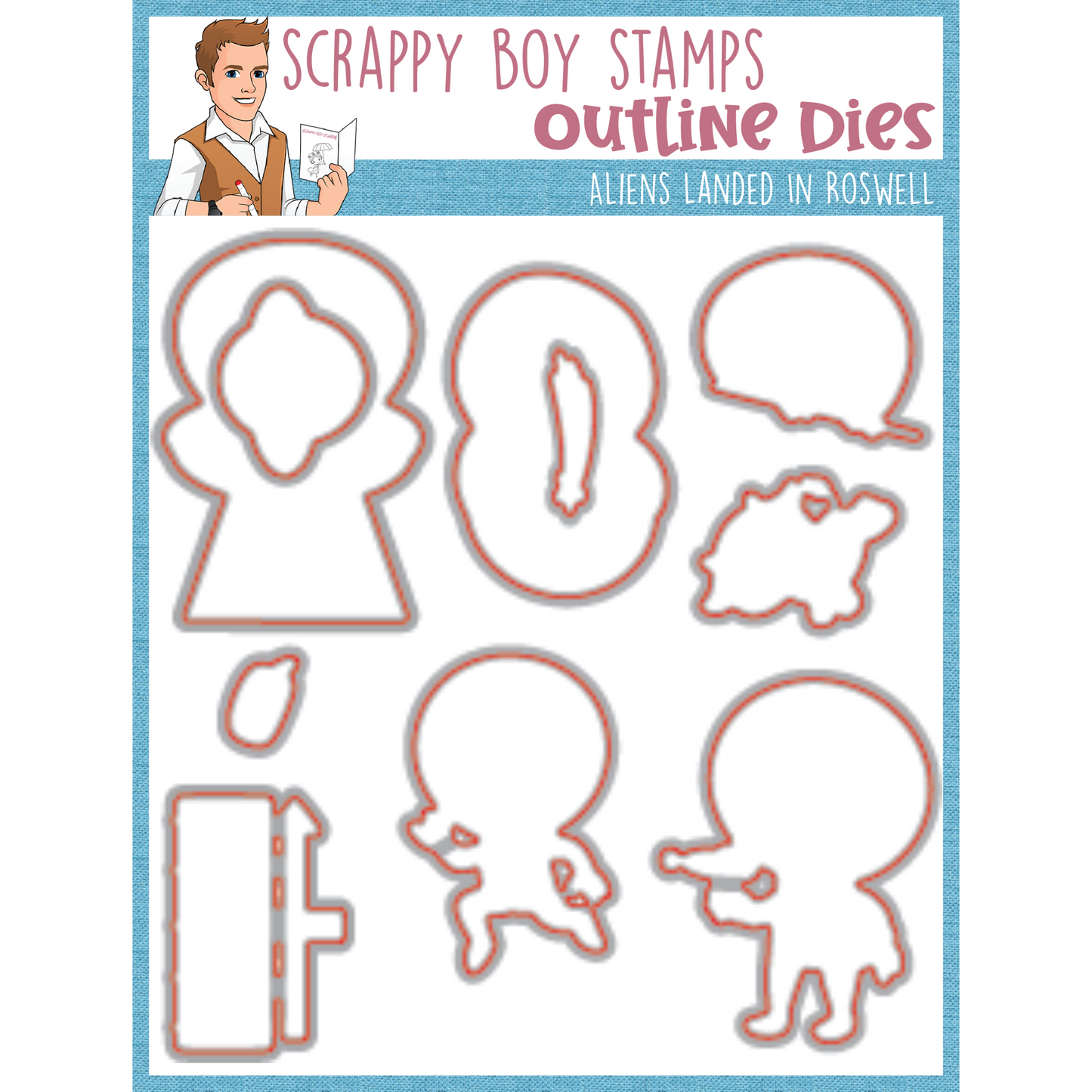 Outline Dies - Aliens Landed In Roswell scrappyboystamps
