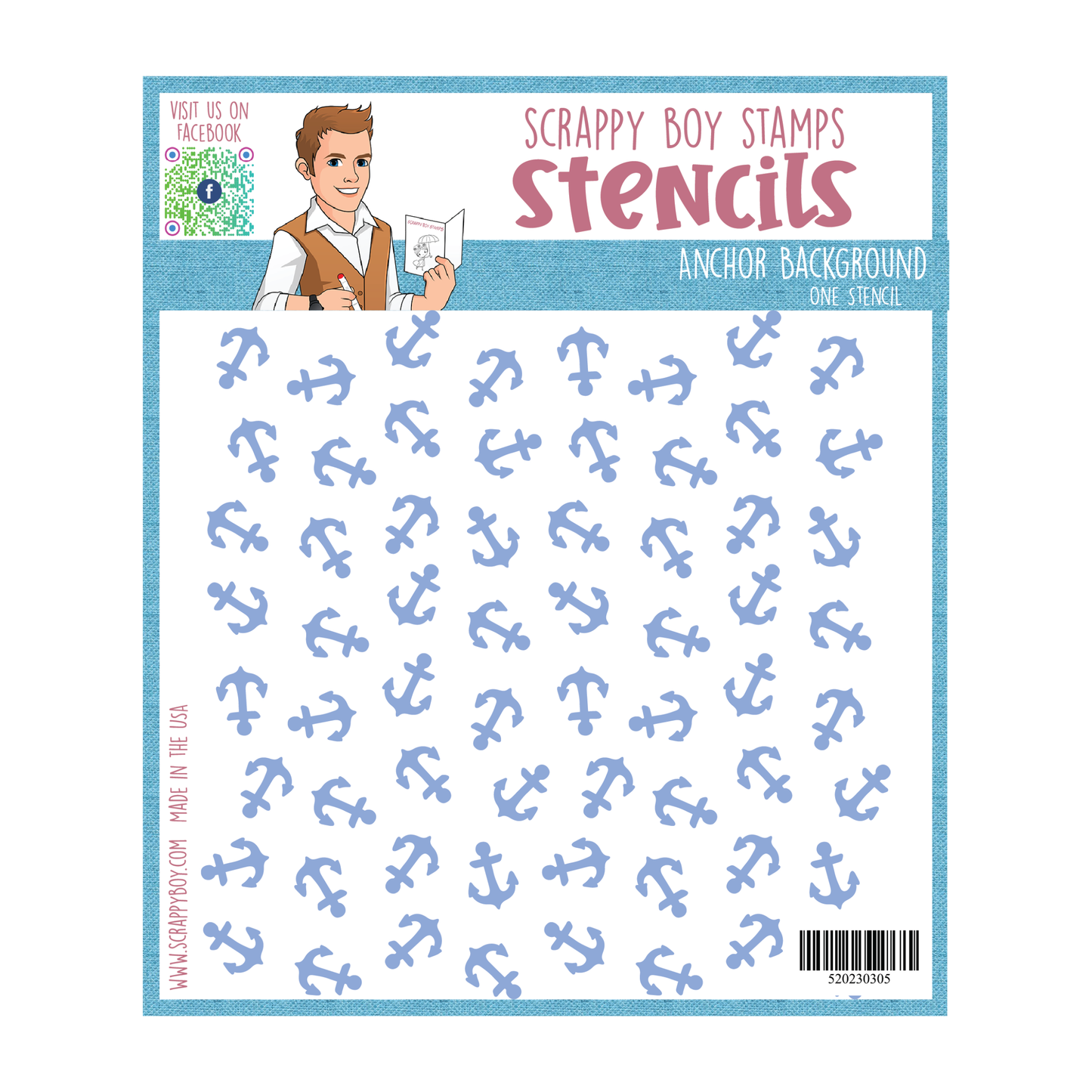 Anchor Background Stencil scrappyboystamps