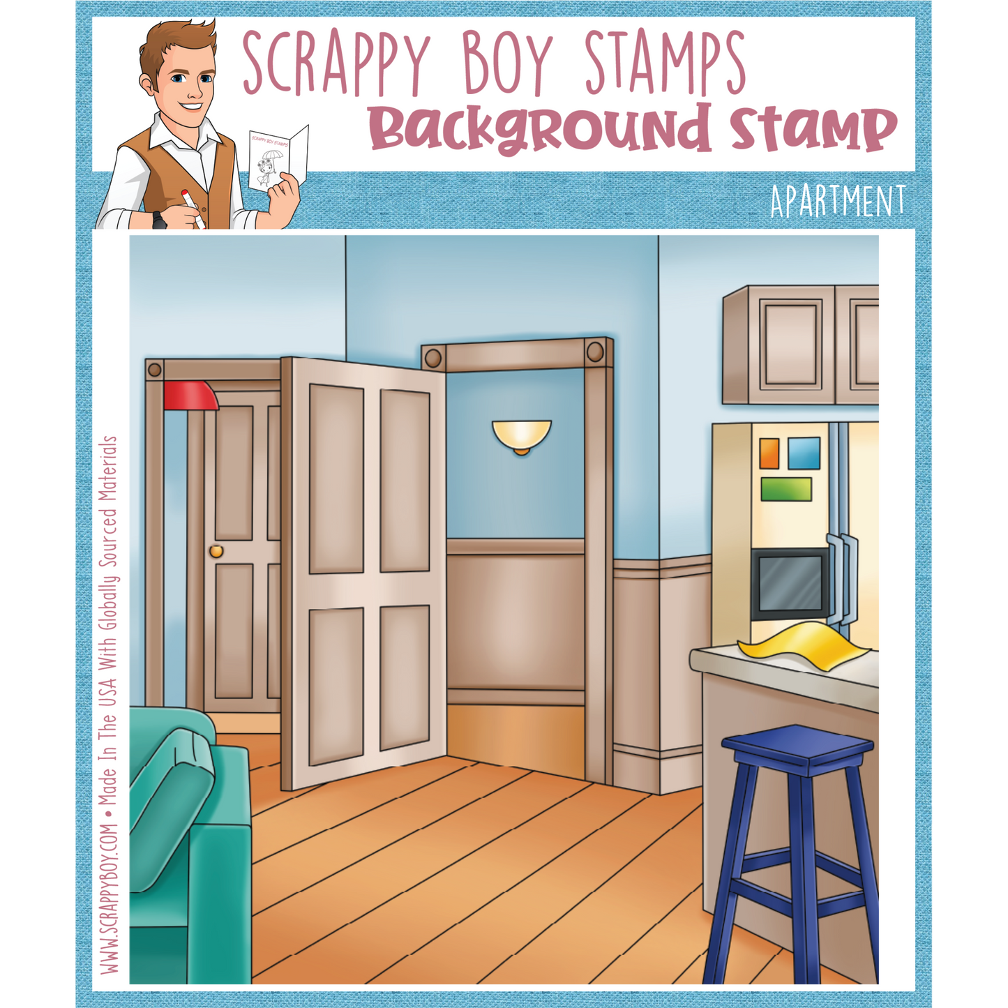 Apartment Background 6x6 Stamp Scrappy Boy Stamps