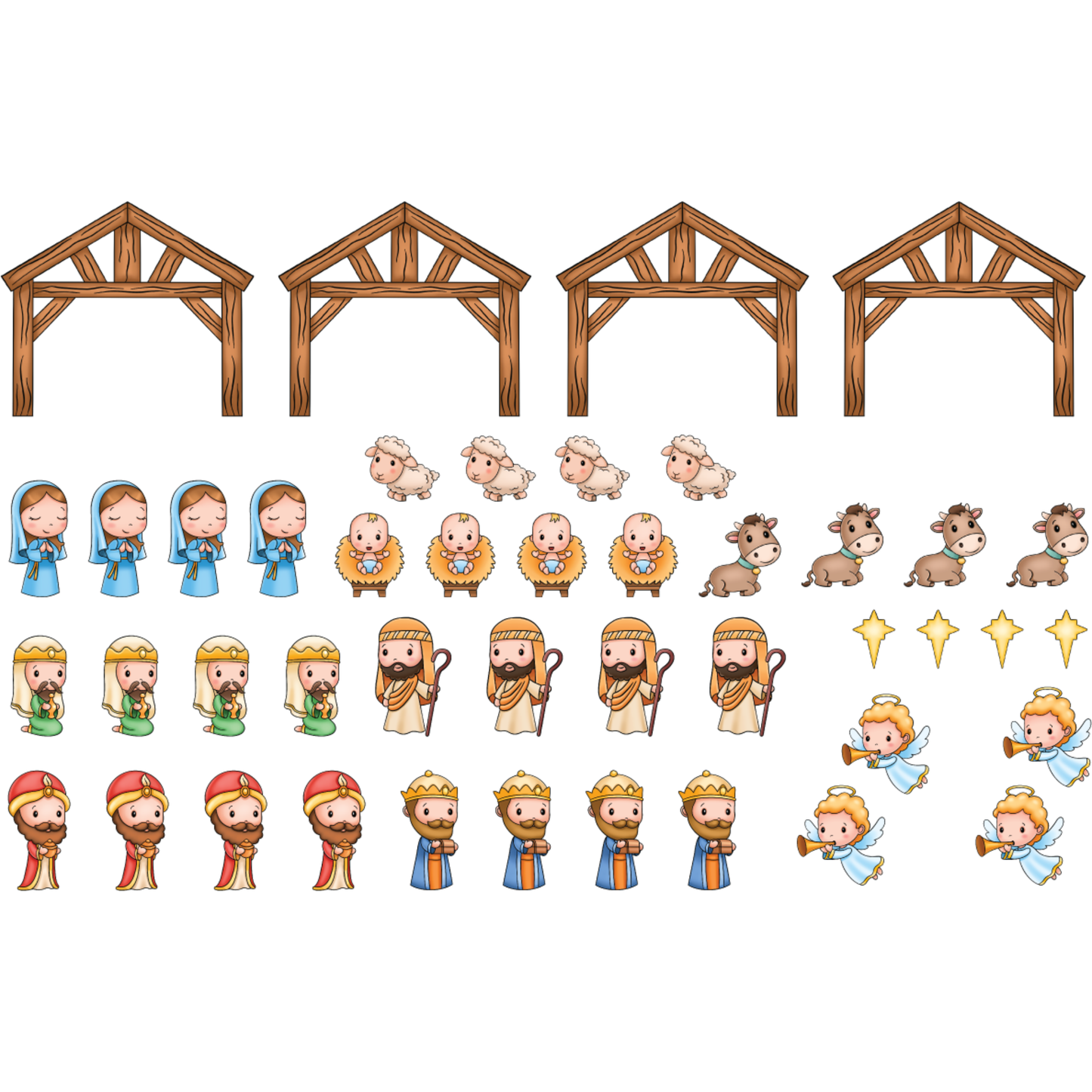 Away In A Manger - Colored Die Cut Pieces Scrappy Boy Stamps