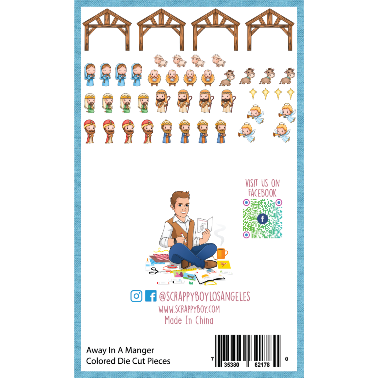 Away In A Manger - Colored Die Cut Pieces Scrappy Boy Stamps